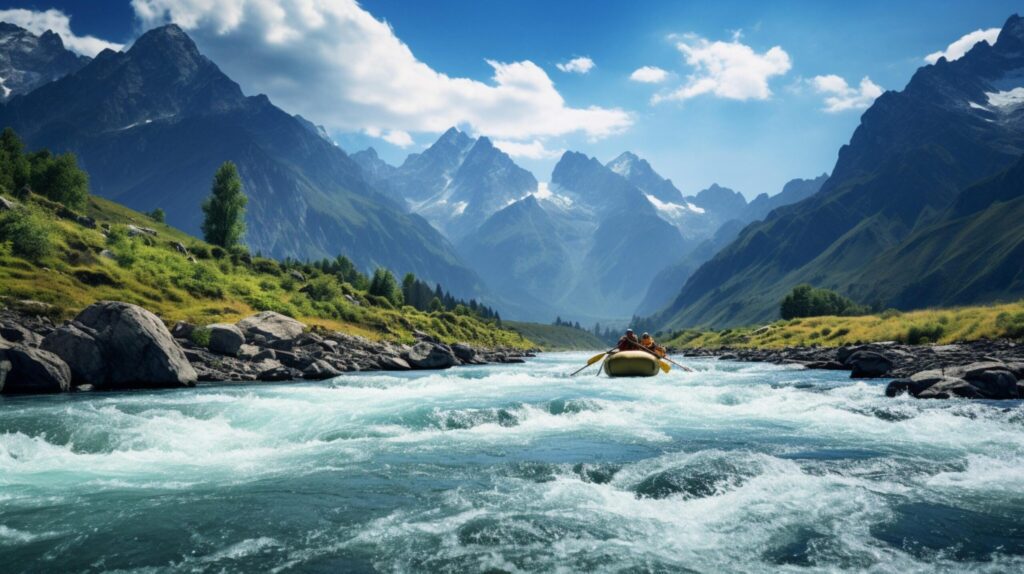 Mountain River Rafting Background Free Photo