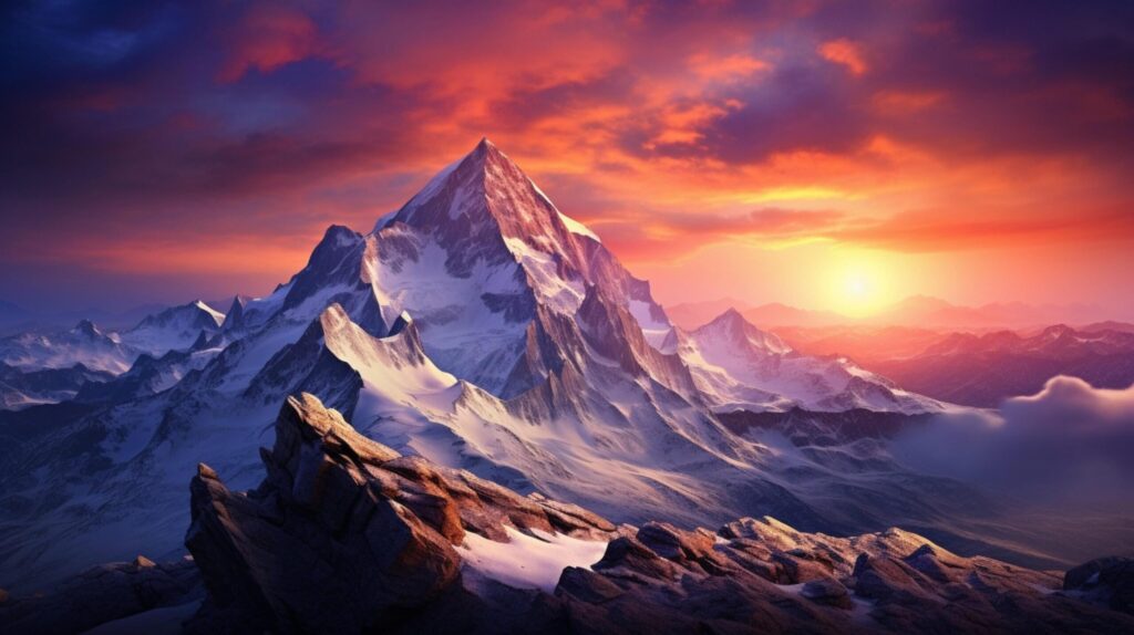 Mountain Summit Sunset Glory Background Free Photo