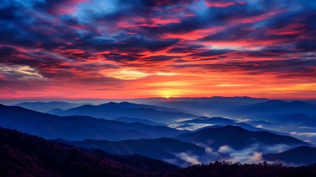 Mountain Sunrise and Sunset Patterns background Free Photo