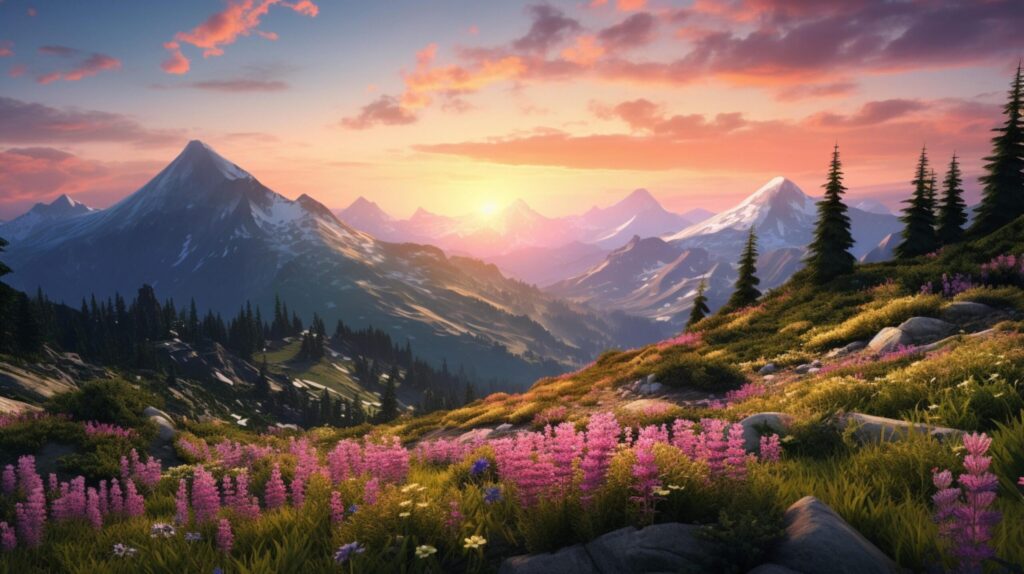 Mountain Sunrise Bliss Background Free Photo