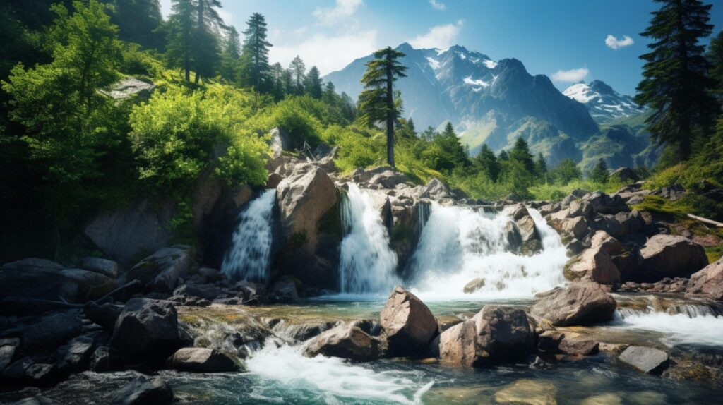 Mountain Waterfall Background Free Photo