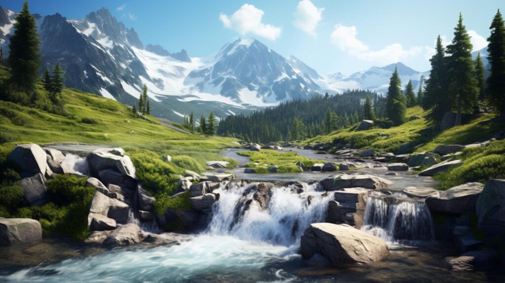 Mountain Waterfalls and Cascades background Free Photo