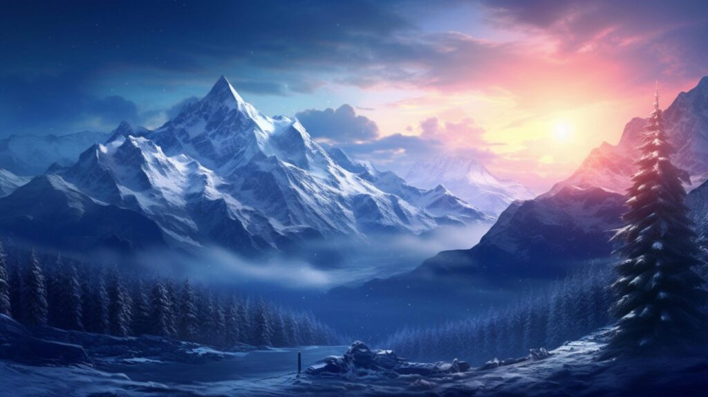 Mountain Winter Magic Background Free Photo