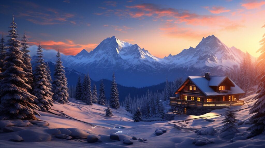 Mountain Winter Retreat Background Free Photo