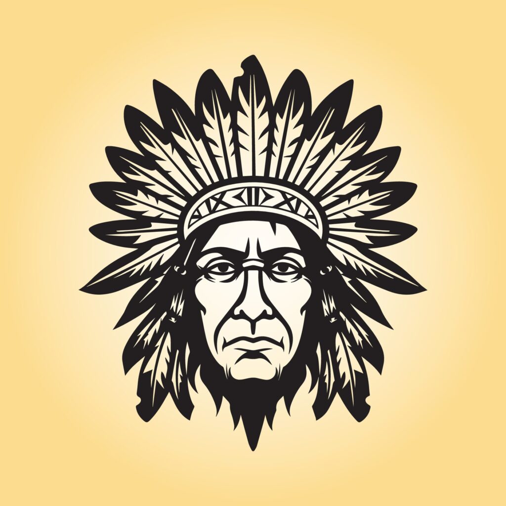 Native American face silhouette illustration Free Vector