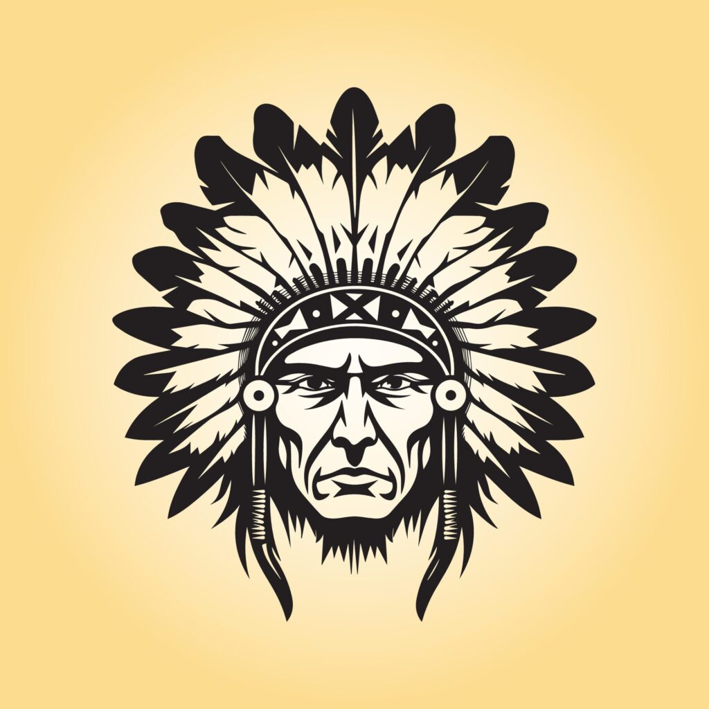 Native American head silhouette vector illustration Free Vector