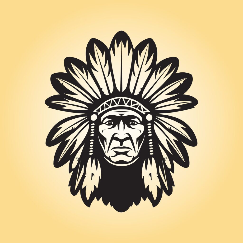 native american indian face Art in black and white Free Vector