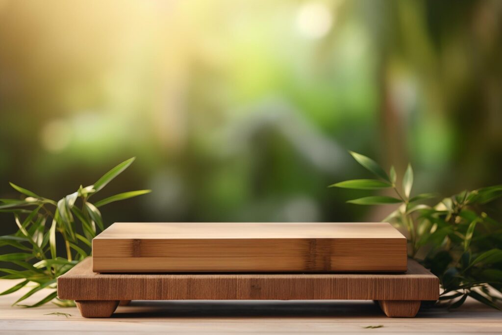 Natural Bamboo Podium front view focus Free Photo