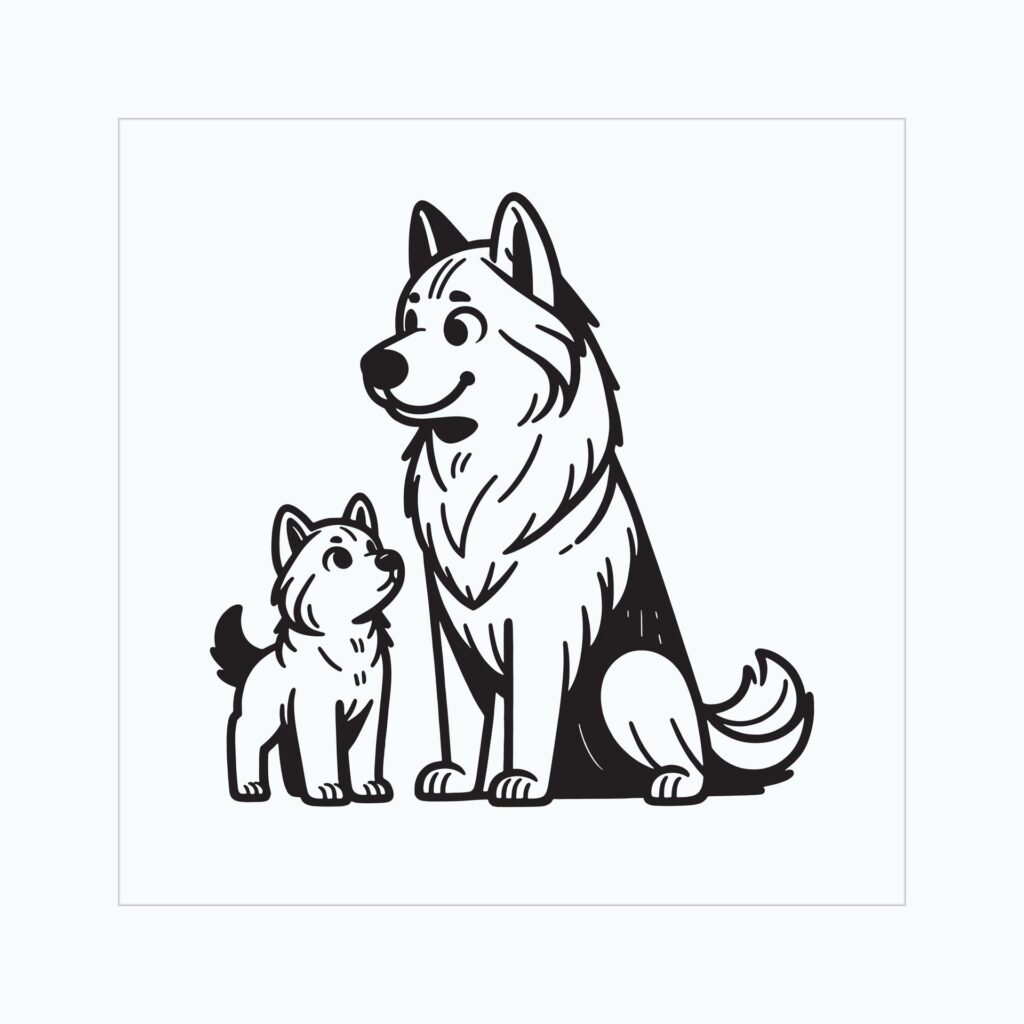 Norwegian Elkhound Dog Family Clipart illustration Vector Free Vector