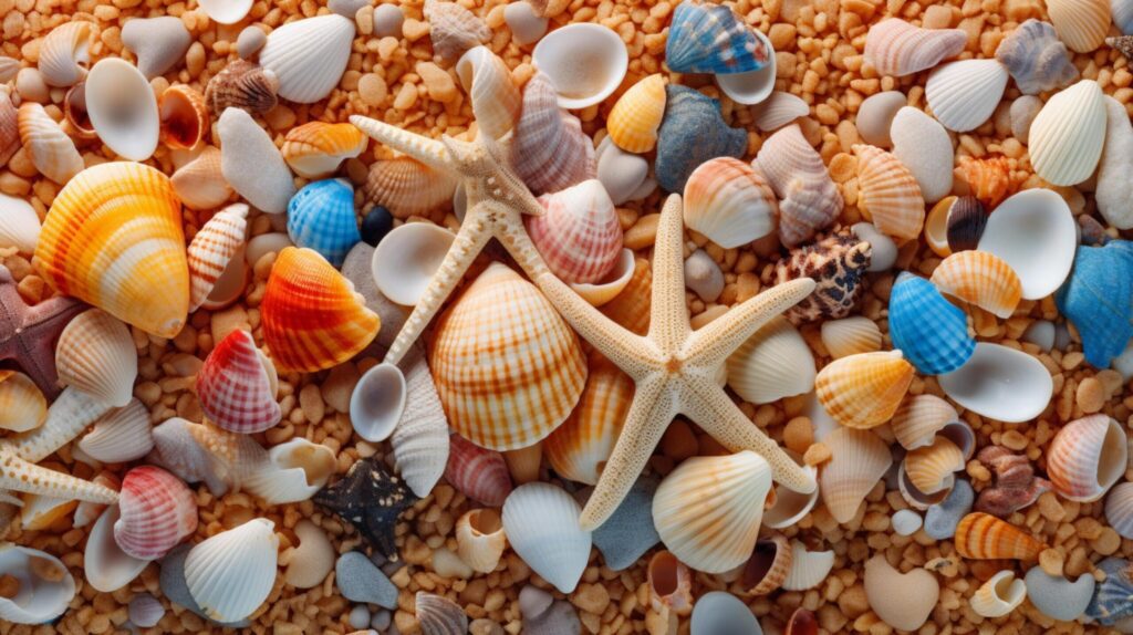 Ocean Seashell Collection Background Free Photo