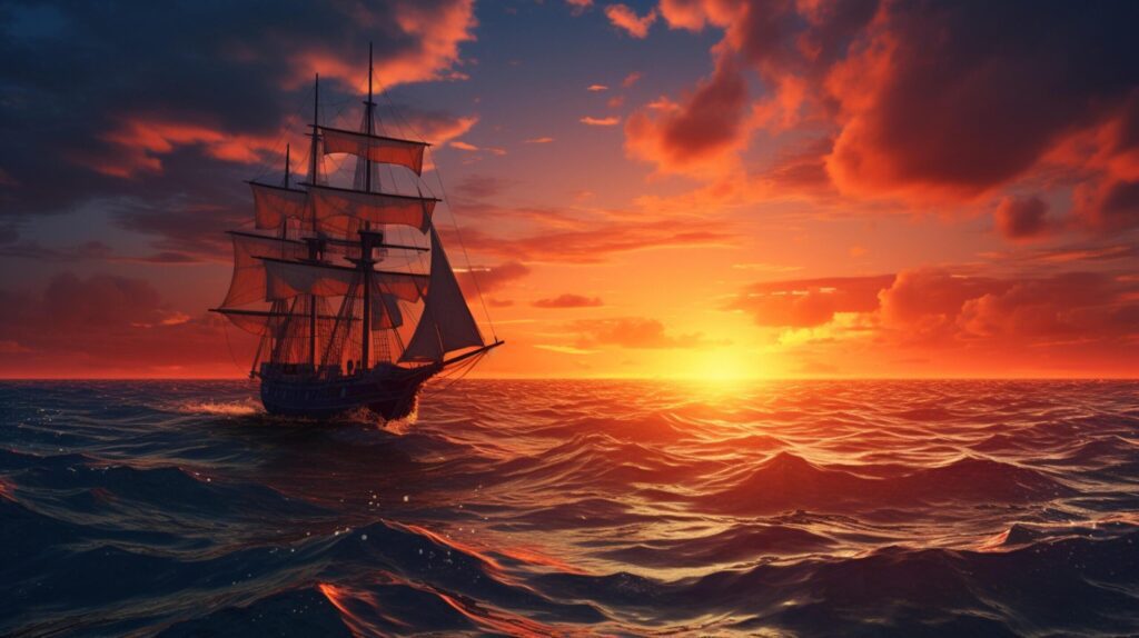 Ocean Sunset Sail Background Free Photo