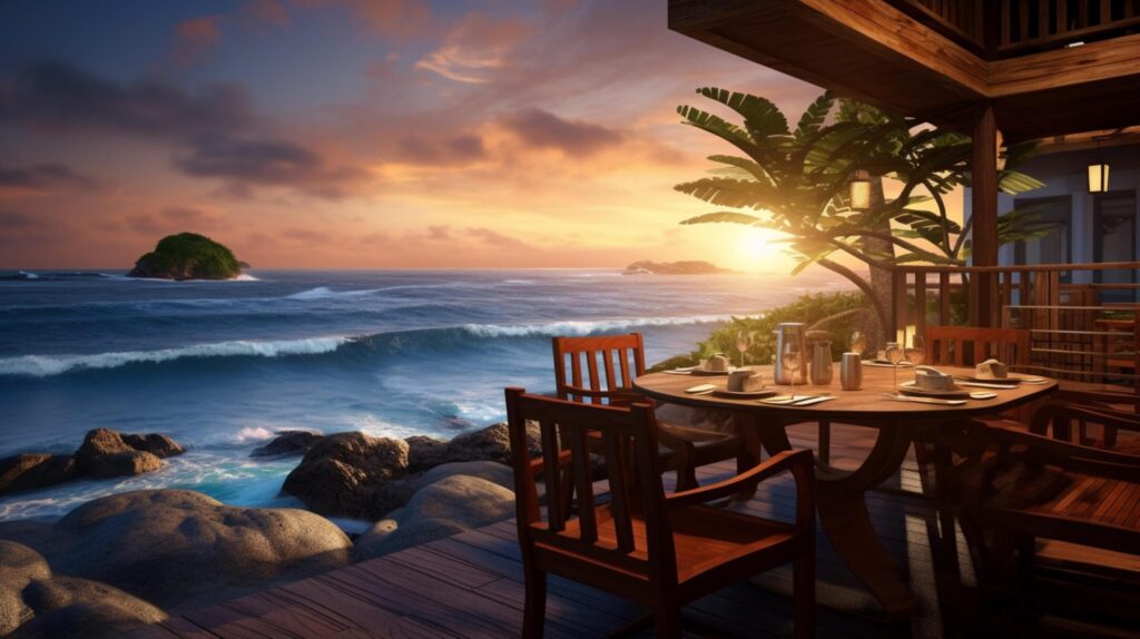 Oceanfront Dining Background Free Photo