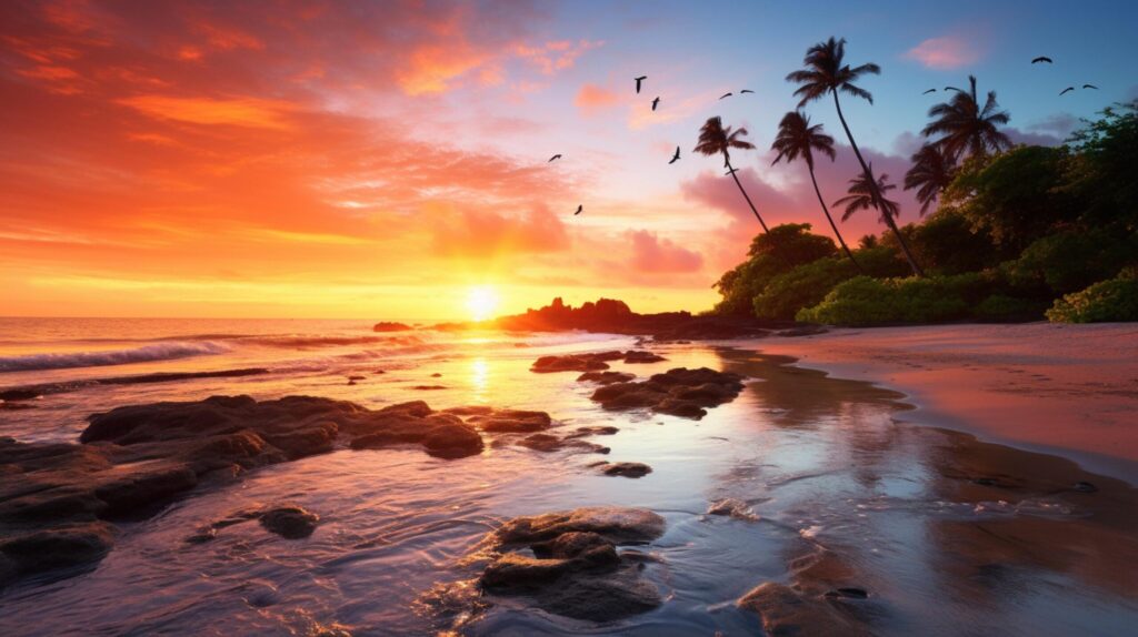 Oceanfront Sunrise Paradise Background Free Photo