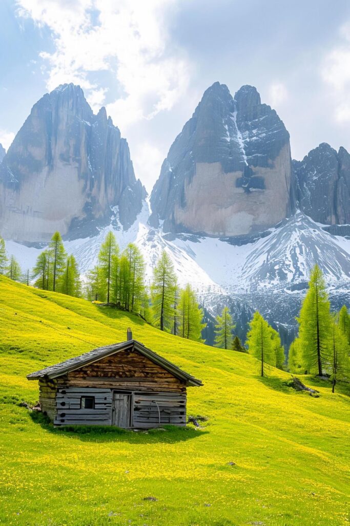 photo of a wood barn in a green field surrounded by green in a forest Ai Generated Free Photo