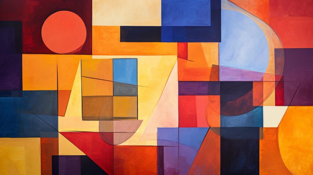 Oil Painting Abstract Collage of Geometric Elements Free Photo