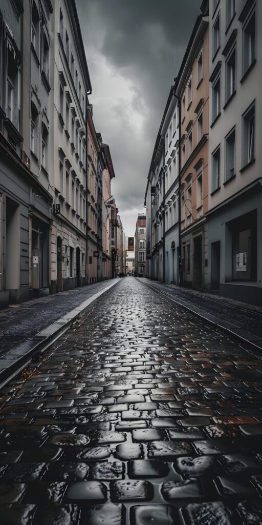 Old European Cobblestone Street and Historic Buildings Free Photo