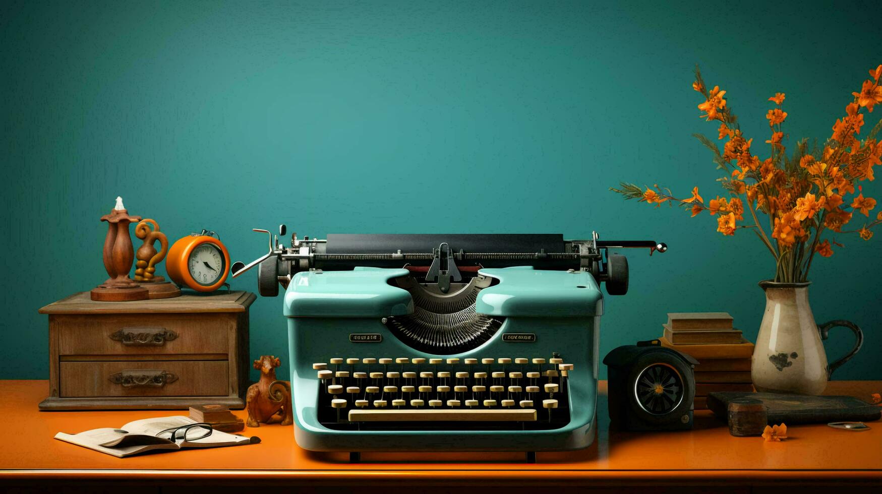 ai-generated-old-stylish-vintage-retro-typewriter-poster-free-photo