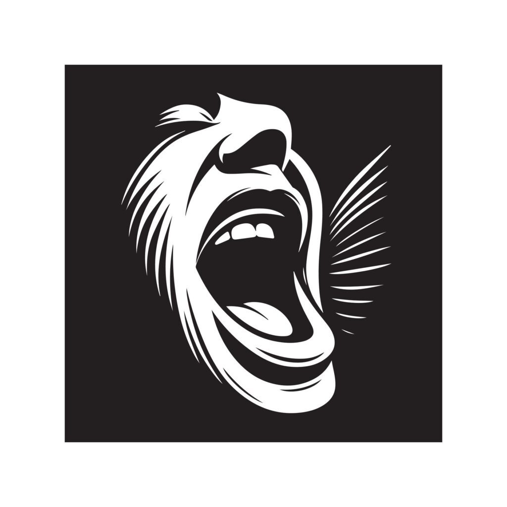 Open mouth as if singing with the shape suggesting a musical expression Free Vector