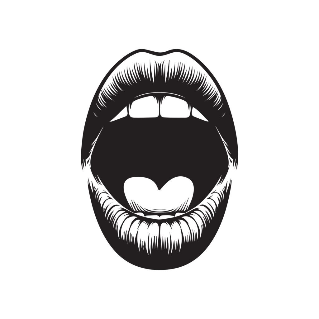 Open mouth in a surprised expression showcasing wide-open lips Free Vector