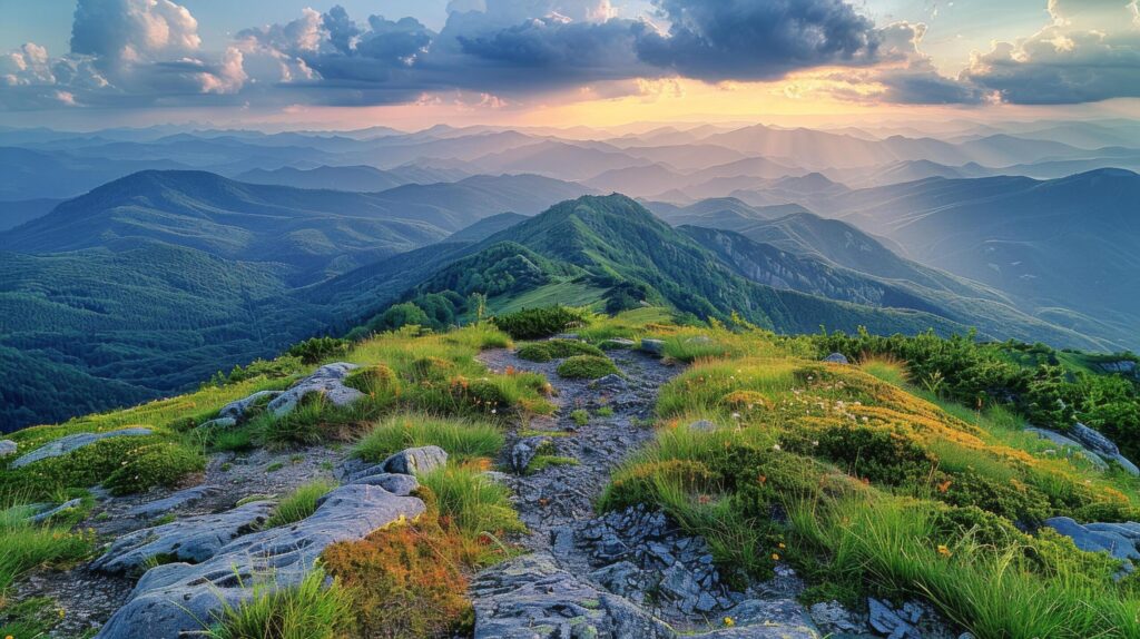 Panoramic Vista From Mountain Summit Free Photo