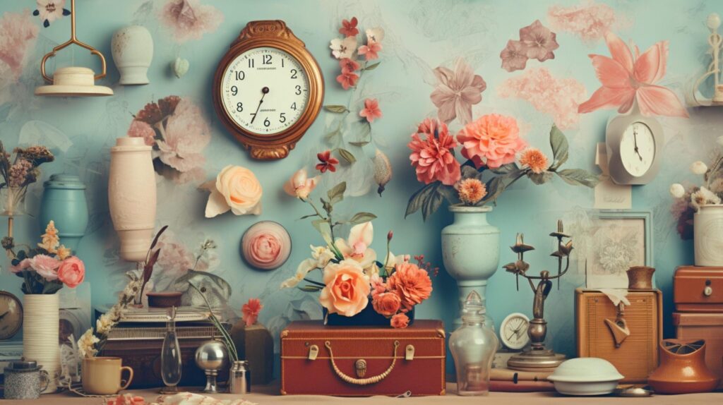 Pastel Collage of Vintage Elements Background Free Photo