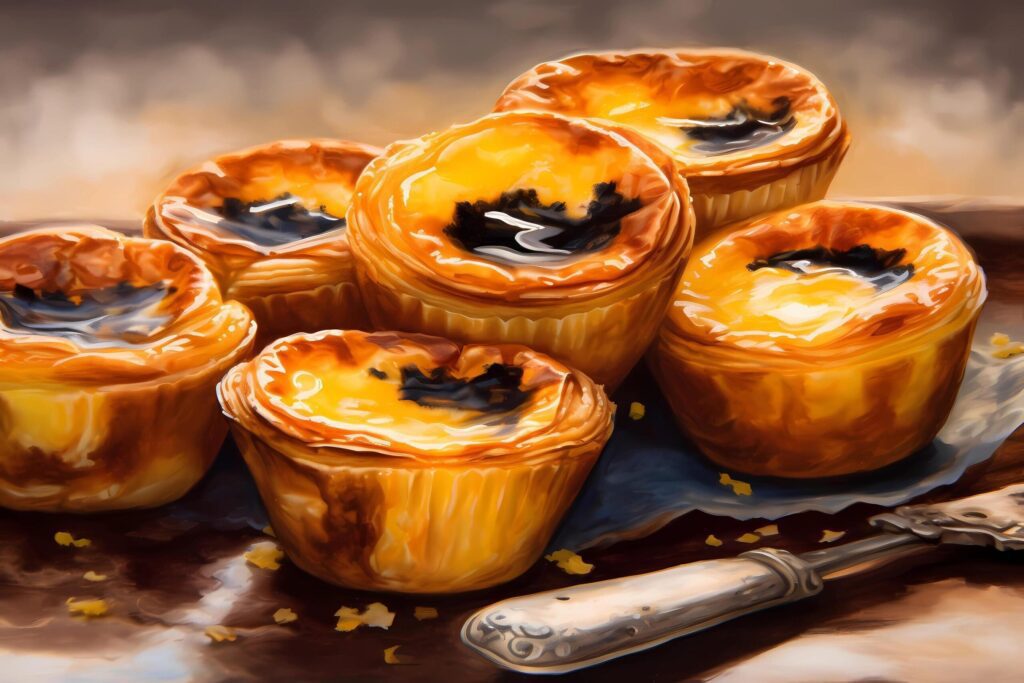 Pastel de Nata – Originating in Portugal, pastel de nata is a custard tart with a flaky pastry crust, filled with a creamy egg custard and sprinkled with cinnamon Free Photo