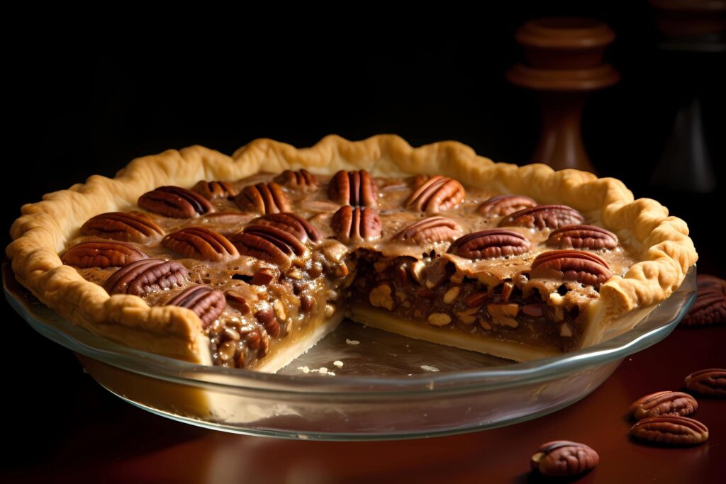 Pecan Pie – Popular in the Southern United States, pecan pie is made with a filling of pecans, corn syrup, sugar, and eggs, baked in a pie crust Free Photo