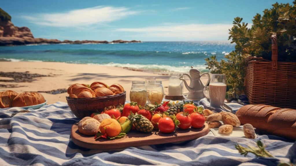 Perfect for beach picnics and outdoor meal promotion Free Photo