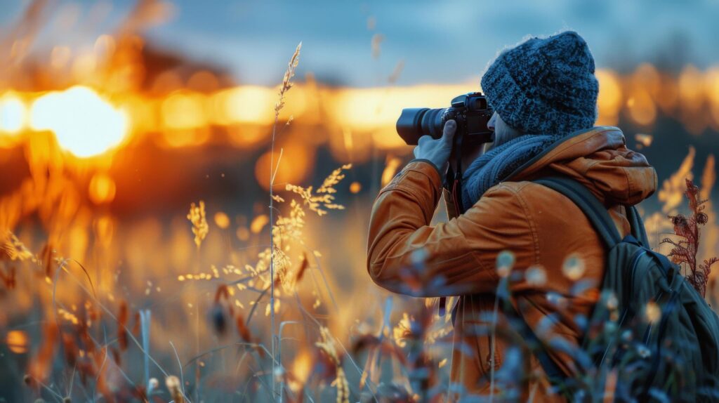 Person Capturing Images in Field Free Photo