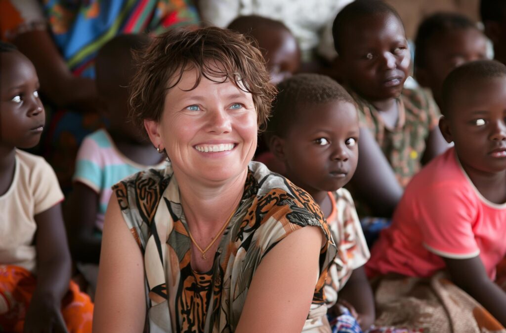 Philanthropist with African children Free Photo