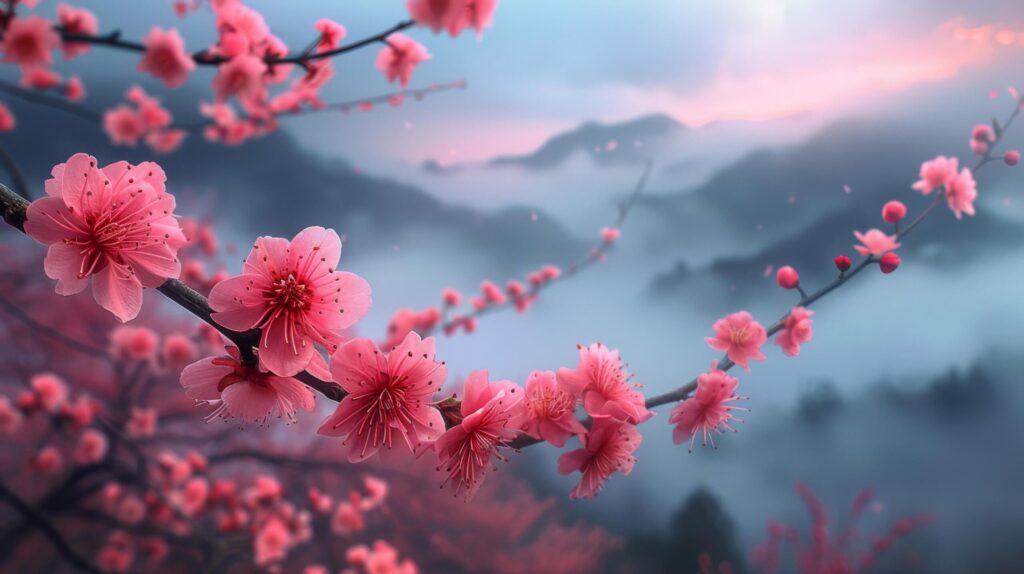 Pink Flowers Blooming on Tree Branch Free Photo