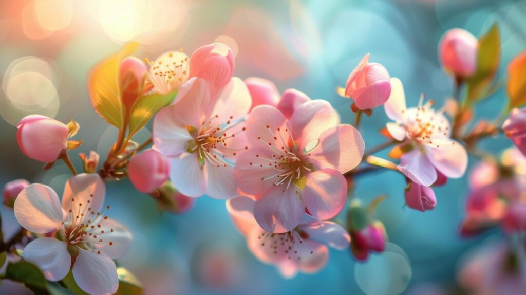 Pink Flowers Close Up on Tree Free Photo