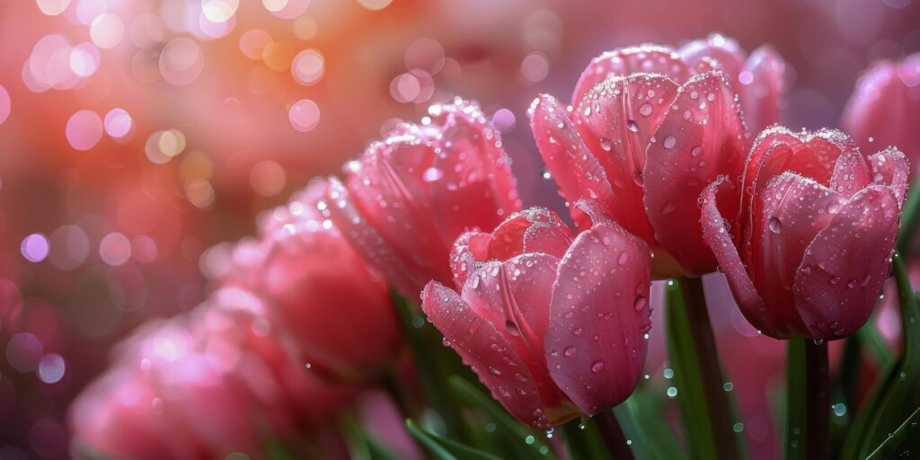 Pink Flowers Covered in Water Droplets Free Photo