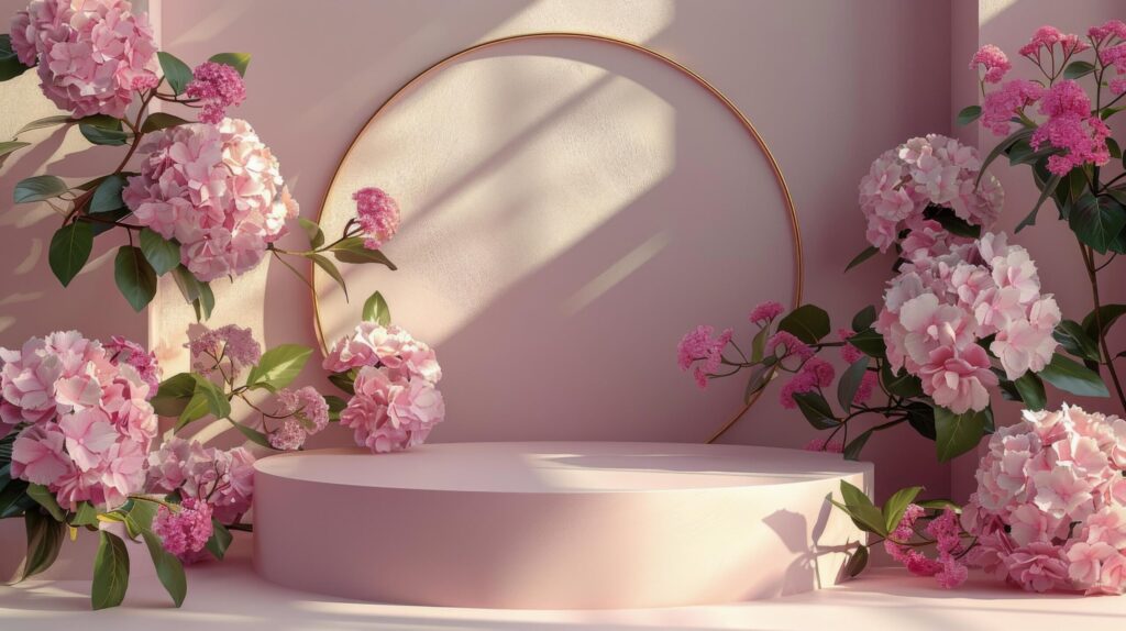 Pink Flowers on Table Free Photo