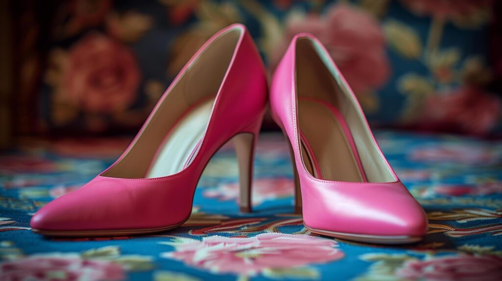 Pink High Heels on Table Free Photo