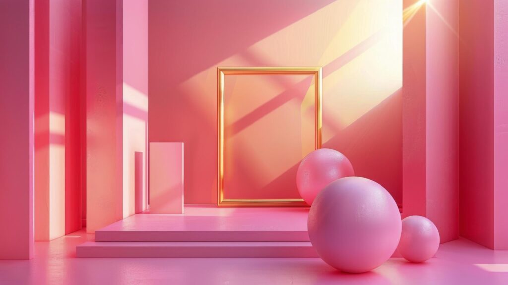 Pink Room With Gold Frame Free Photo