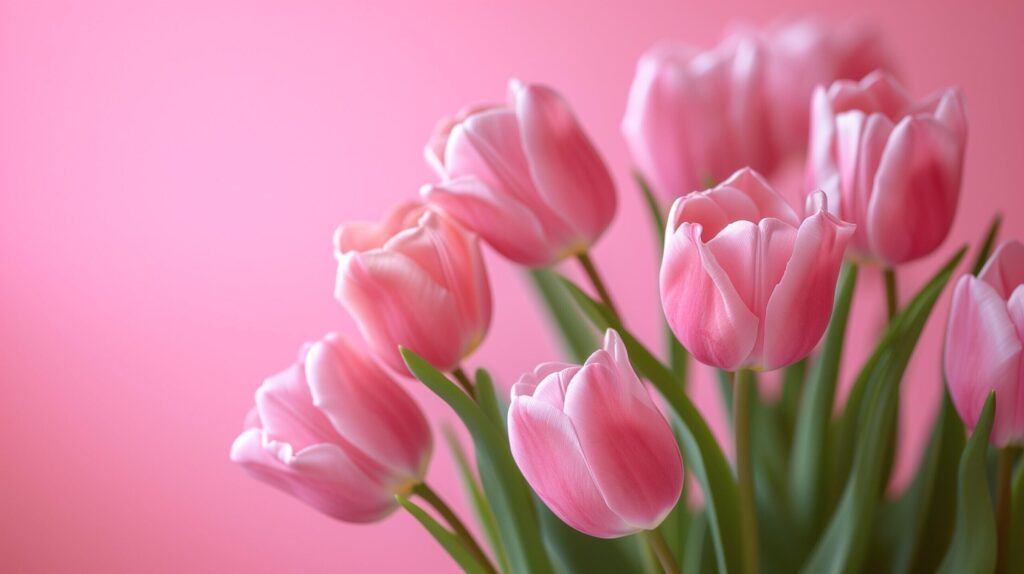 pink tulips on a pink background Free Photo