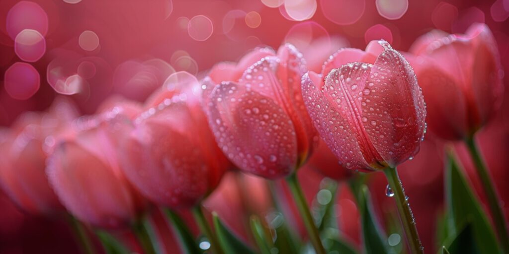 Pink Tulips With Water Droplets Free Photo