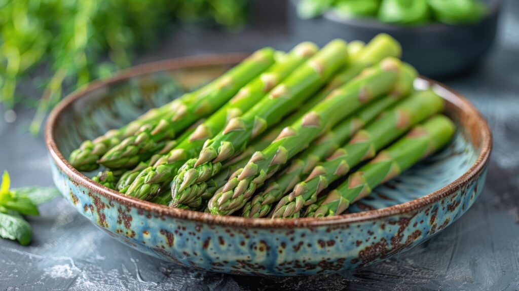 Plate of Asparagus on Table Free Photo