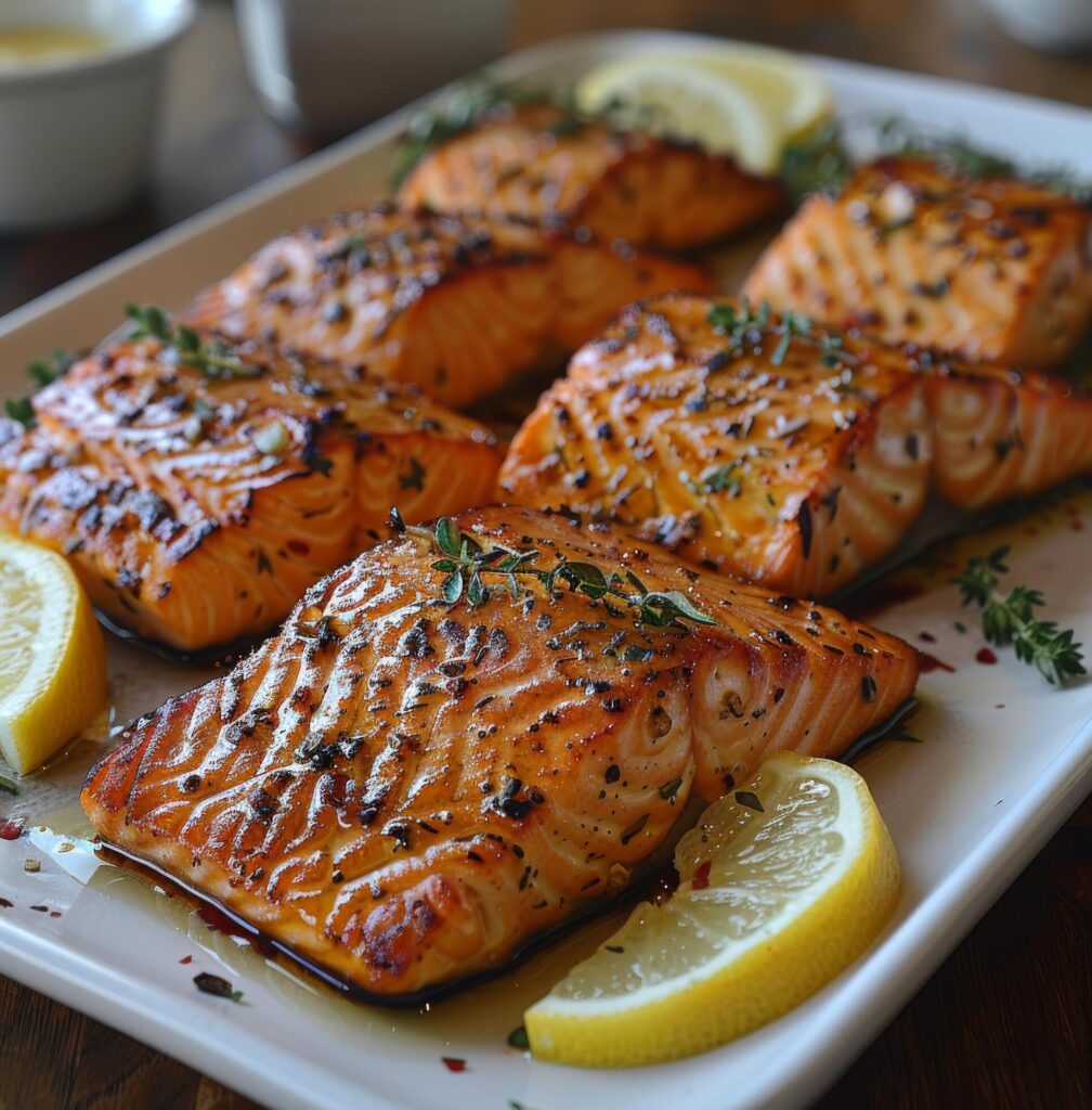 Plate With Salmon and Lemon Slices Free Photo