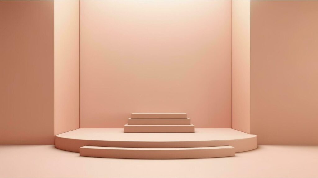 AI generated Podium with a parametric background. Stage showcase on pedestal display, 3d rendering. AI Generative Stock Free