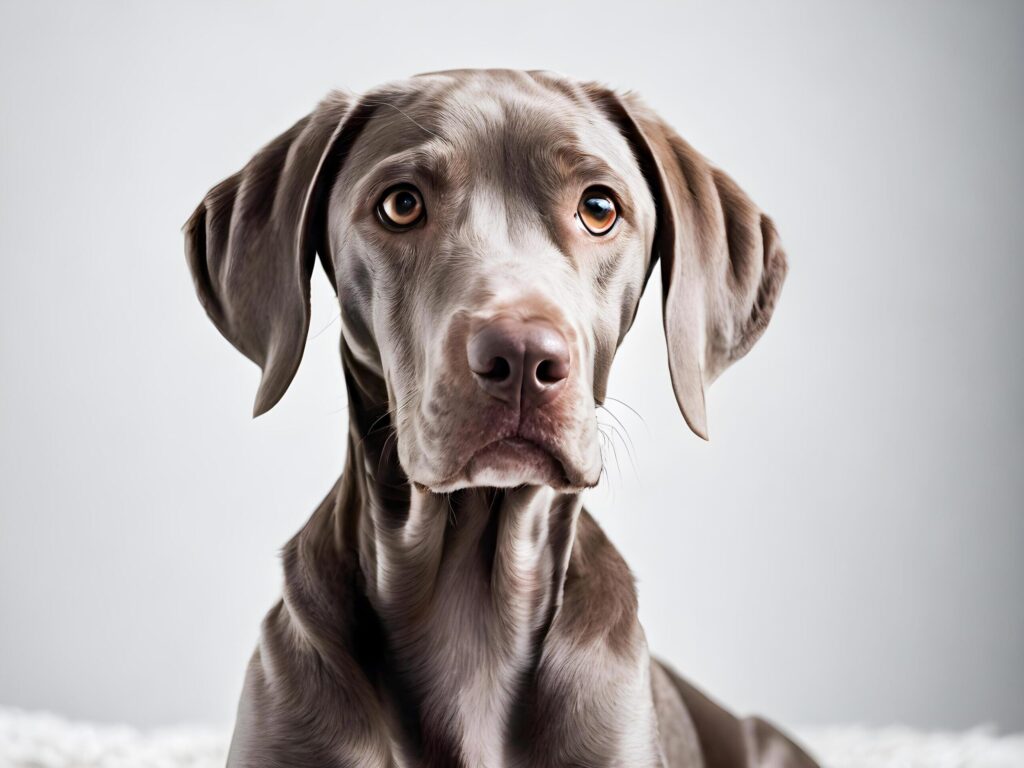 Portrait of an adorable Weimaraner puppy, studio shot Free Photo