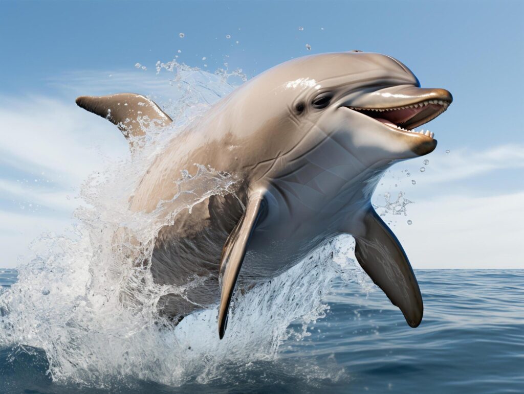 portrait of dolphin illustration, generative ai Free Photo