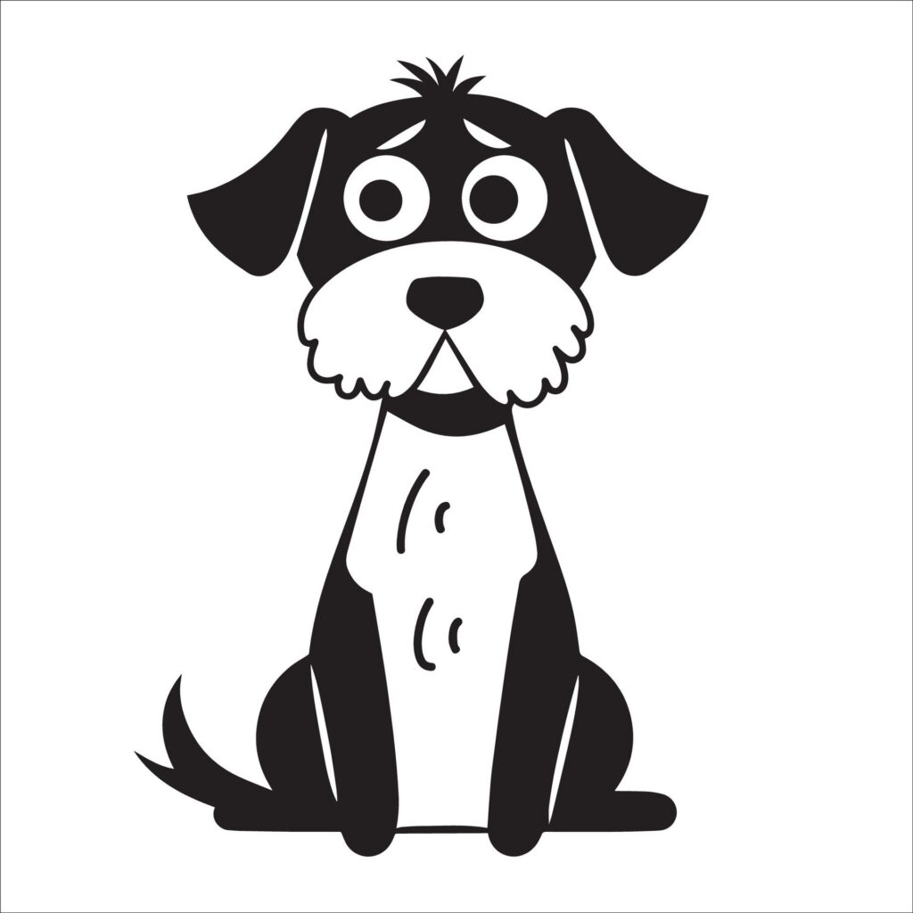 Portuguese Water Dog is a sitting vector illustration in black and white Free Vector