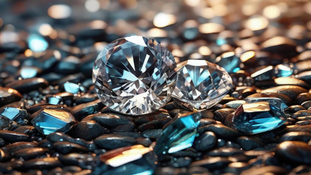 Radiant Close-Up View of Glittering Diamonds Free Photo