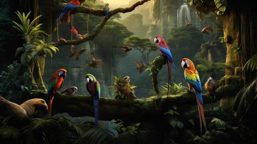 Rainforest Animal Friends Background Free Photo