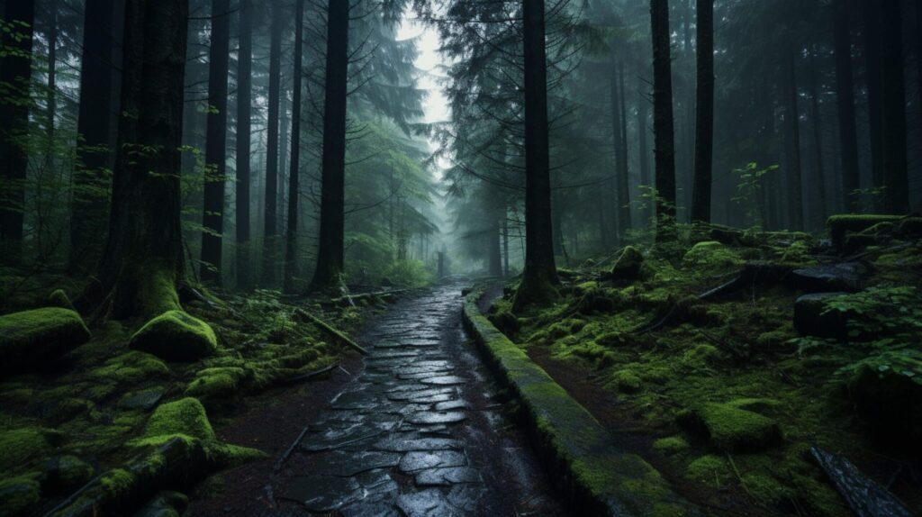 Rainy Forest Walks Background Free Photo