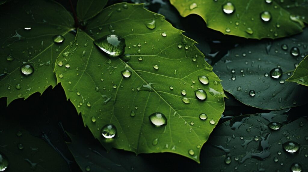 Rainy Leaves Background Free Photo