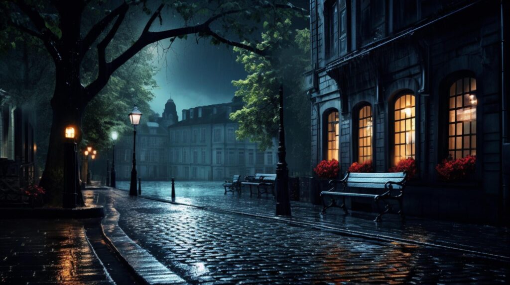 Rainy Night Enchantment Background Free Photo