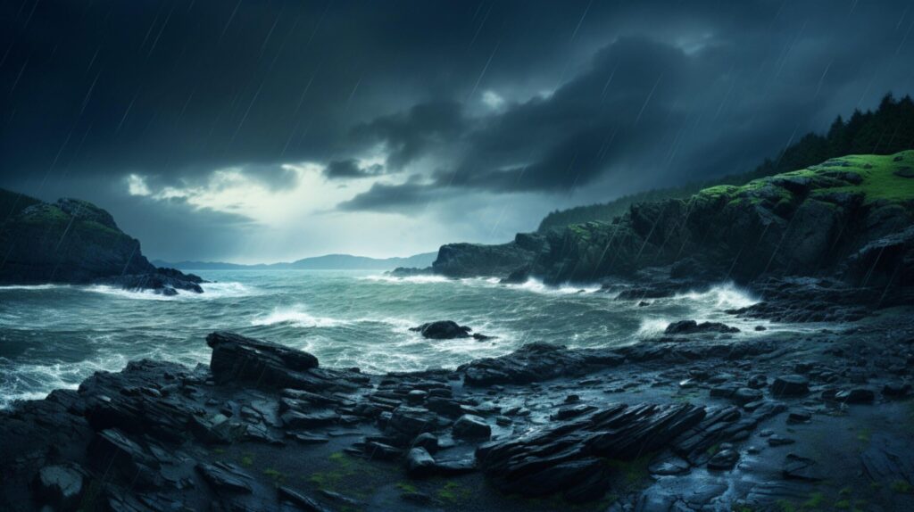 Rainy Ocean Coast Background Free Photo